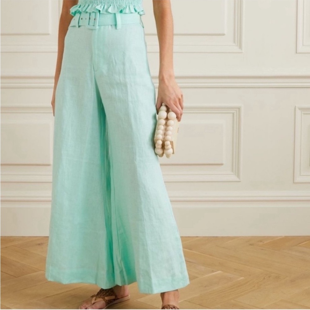 Faithfull the Brand Mint Wide-Leg Linen Pants worn 1x